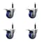 Service Caster 3.5'' Blue Poly Swivel 3/4'' Expanding Stem Caster Set Total Lock Brake, 4PK SCC-EXTTL20S3514-PPUB-BLUE-34-4 - alternate 1
